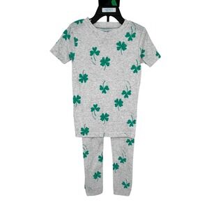 Carters Pajama Set Kids 5T Gray Green Shamrock So Lucky St Patricks Day 2pc